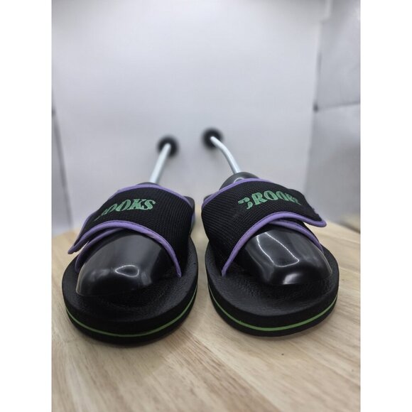 Brooks Womens Slide Sandals Adjustable Black and Purple Size - Picture 2 of 6